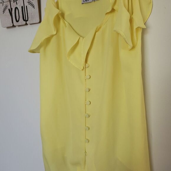 Dex Women's Spaghetti Strap Size XS Yellow Tank Top Blouse - Picture 2 of 7